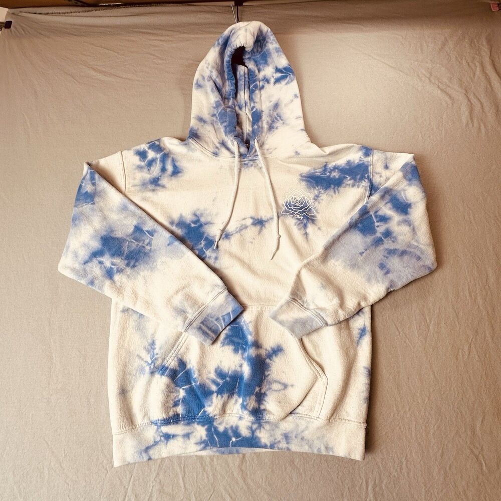 OBEY worldwide Tie Dye Hoodie Flower Design White Blue Shepard Fairey Art